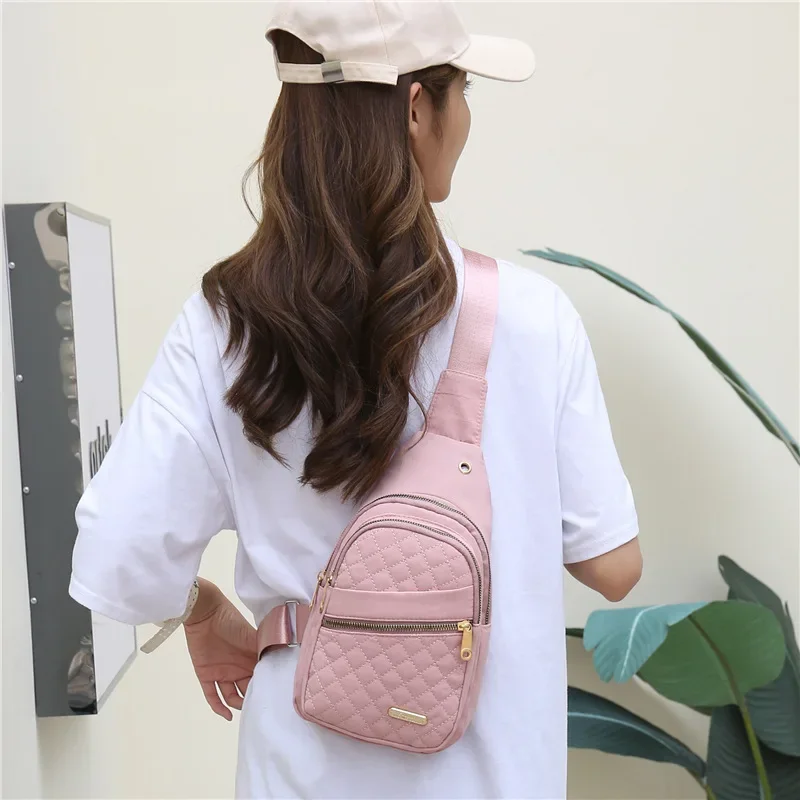 Chest Bag Female Casual Fashion Versatile Nylon Cloth Bag Lightweight Crossbody Bag Female Backpack Shoulder Front Bag Tide