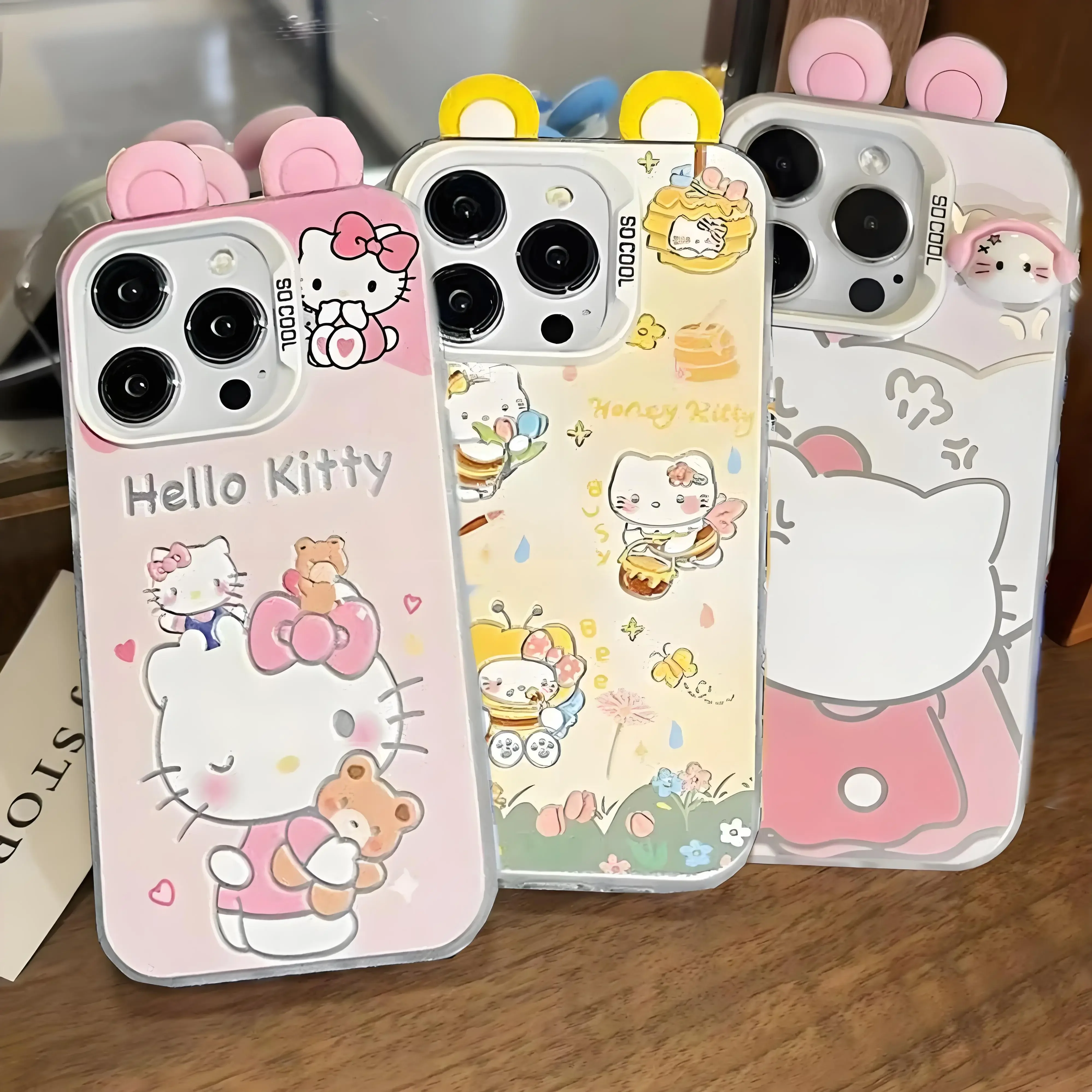 

Lovely 3D Ear Toy Hello Kitty Case For VIVO V50 Lite Y04 Y29 V40 Y100 Y19S Y36 Y15S A18 V23E V29 V27 Pro Cover Capa Matte IMD H