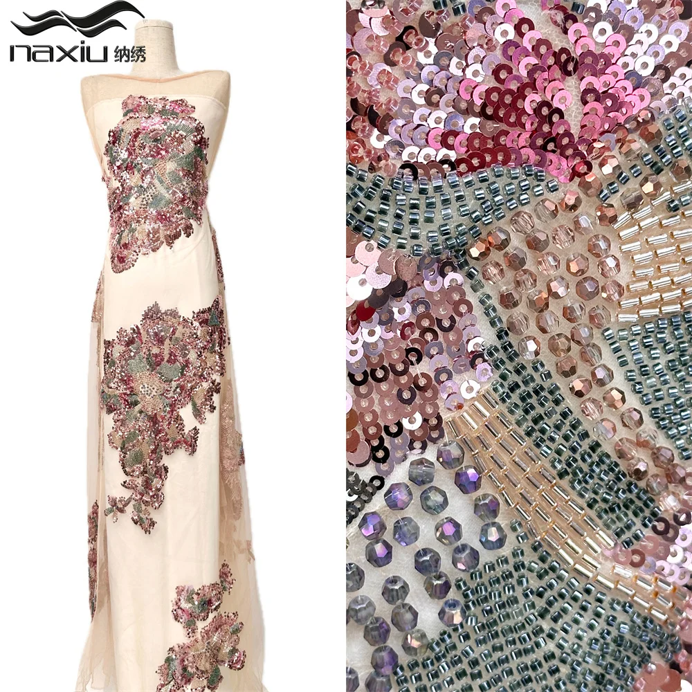 

Madison 2026 High-End New Design Fabrics African French Beaded Sequins Mesh Lace Fabrics Nigerian For Women's Wedding Dress