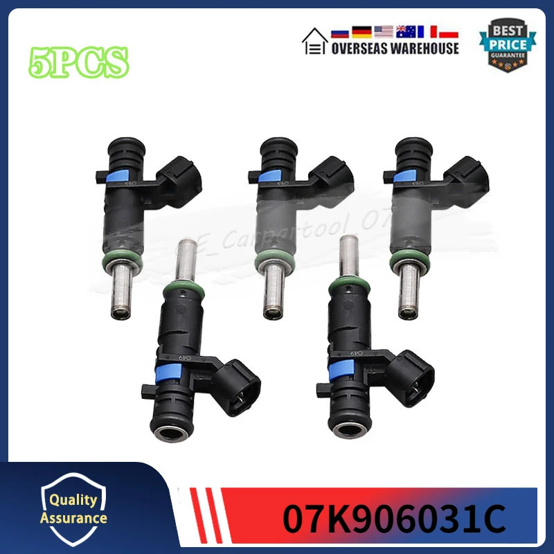 07K906031C Fuel Injector 5Pcs For Volkswagen Beetle Golf Jetta Passat Rabbit 2.5L