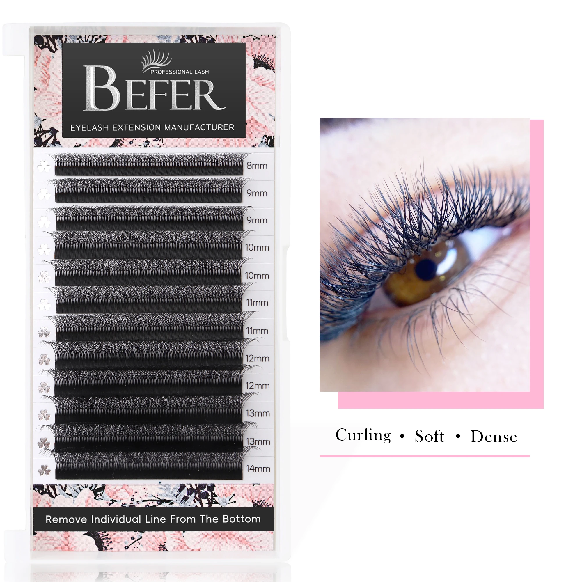 Befer 6dw geformte Wimpern verlängerungen 12 Reihen 0,07 c/d vorgefertigtes Volumen einzelne Wimpern bilden profession elle Wimpern zubehör – Detail 8