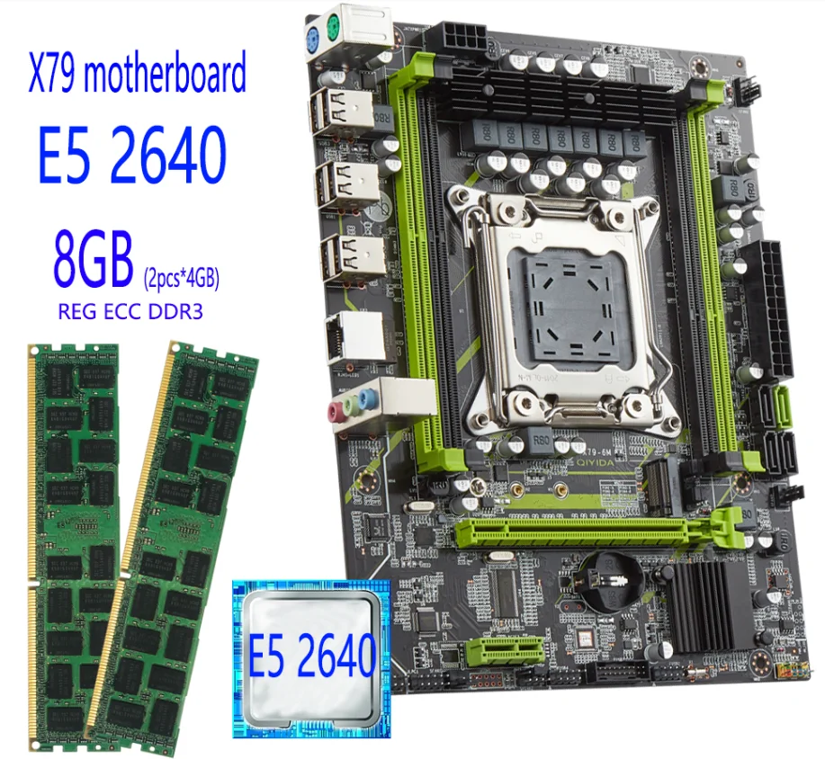 Oeny X79 motherboard Xeon E5-2640 CPU Set With LGA2011 Combos 2pcs * 4GB =8GB Memory DDR3 RAM 10600R 1333Mh