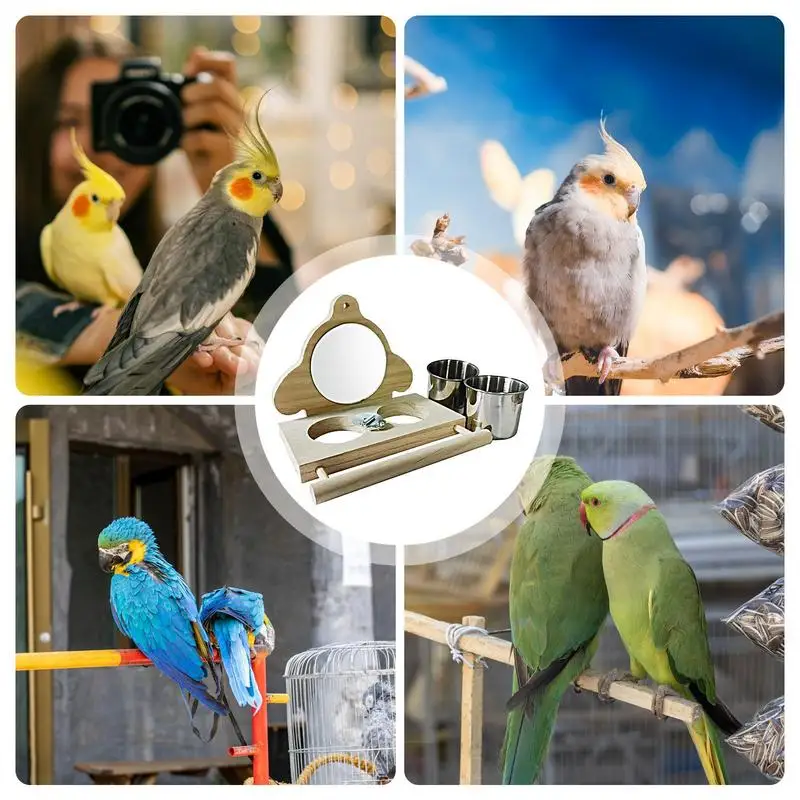 インコ用のとまり木,鏡付きの鳥のとまり木,給餌カップ,ラブバードインコ用のケージおもちゃ