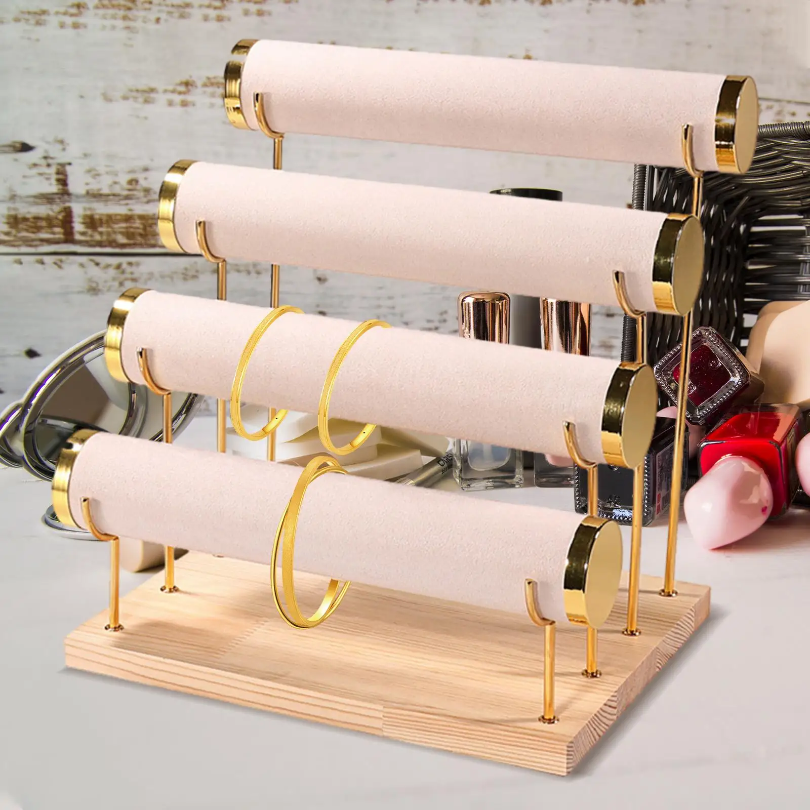 Bracelet Holder Tower Bracelet Displays for Tabletop Shop Windows Countertop beige