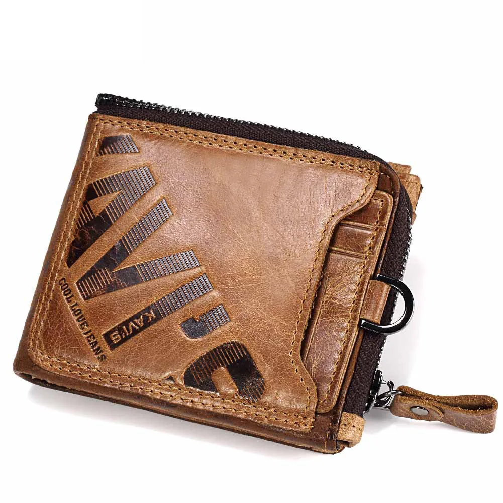 

Real Cowhide Men's Cropped Wallet Fashionable Casual Zipper Wallet Open Multifunctional Coin Purse