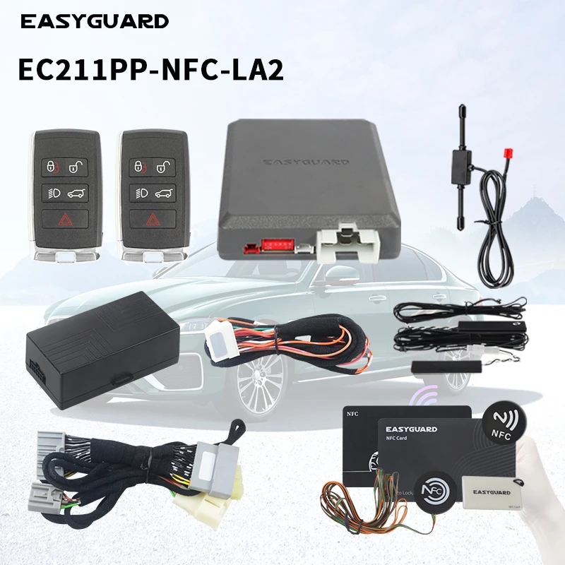 

EASYGUARD keyless entry kit remote starter Plug&Play CAN BUS for Jaguar XF, XE, XFL 13-18 with OEM start stop button