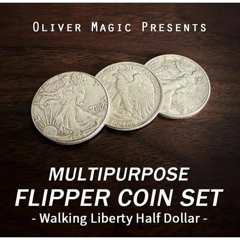

Multipurpose Flipper Coin Set Walking Liberty Half Dollar by Oliver Magic Trick Close Up Magic Coin Illusion Magia Magician Prop
