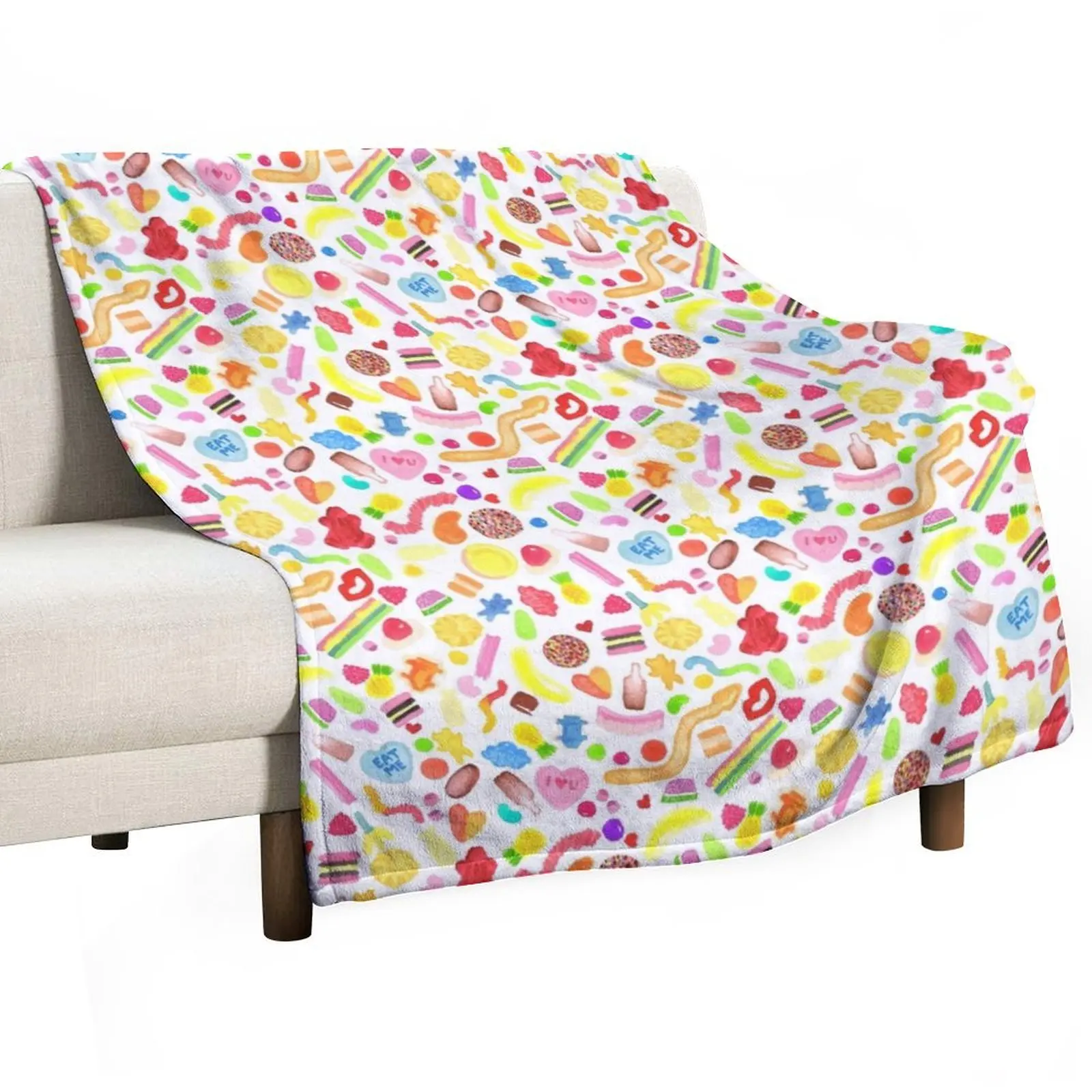 Mixed Lollies Watercolour Throw Blanket Bed linens Bed covers Blankets