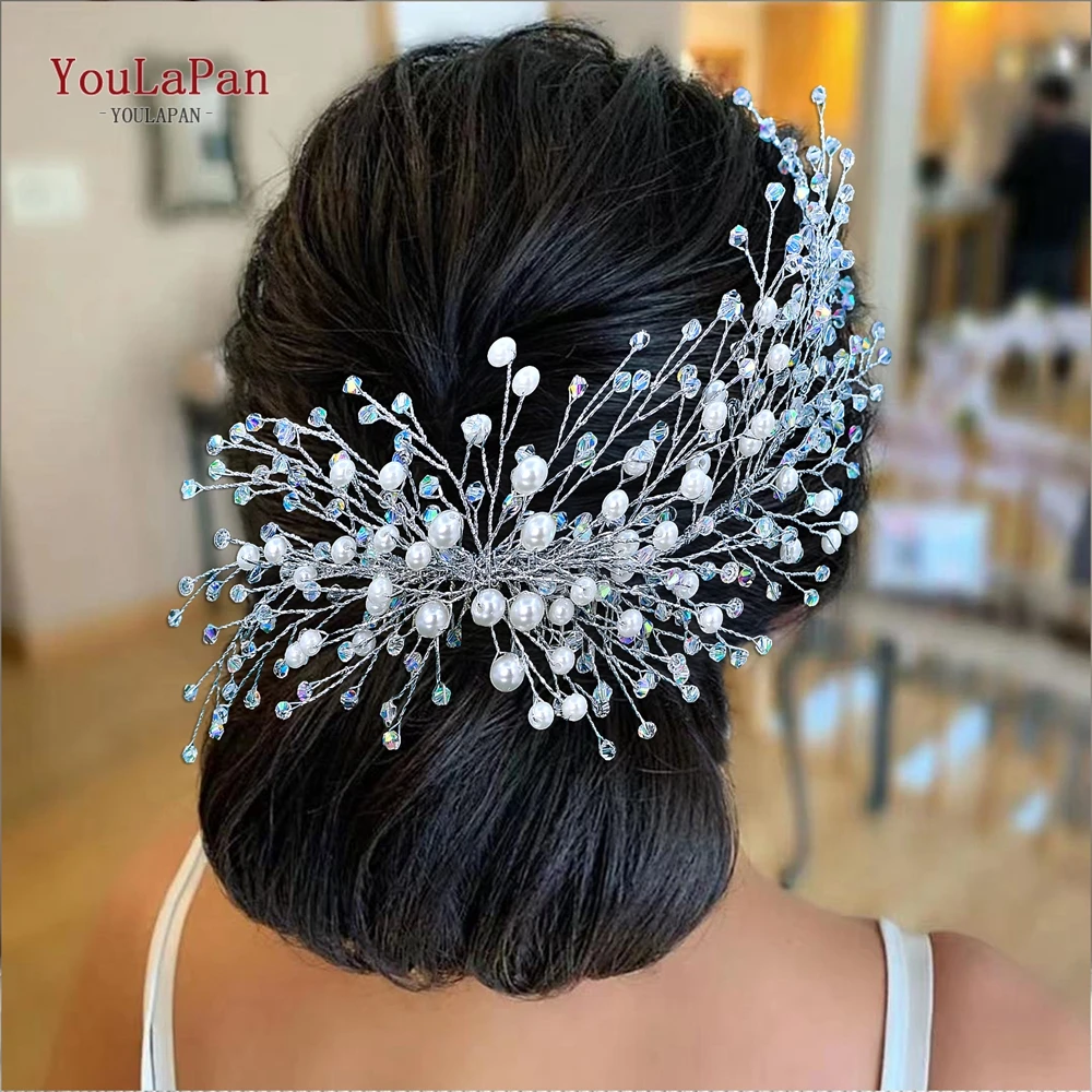 

YouLaPan Luxury Crystal Pearl Bride Hair Comb Headband Women Plate Hair Accessories Bridal Tiaras Clip Hair Jewelry HP931