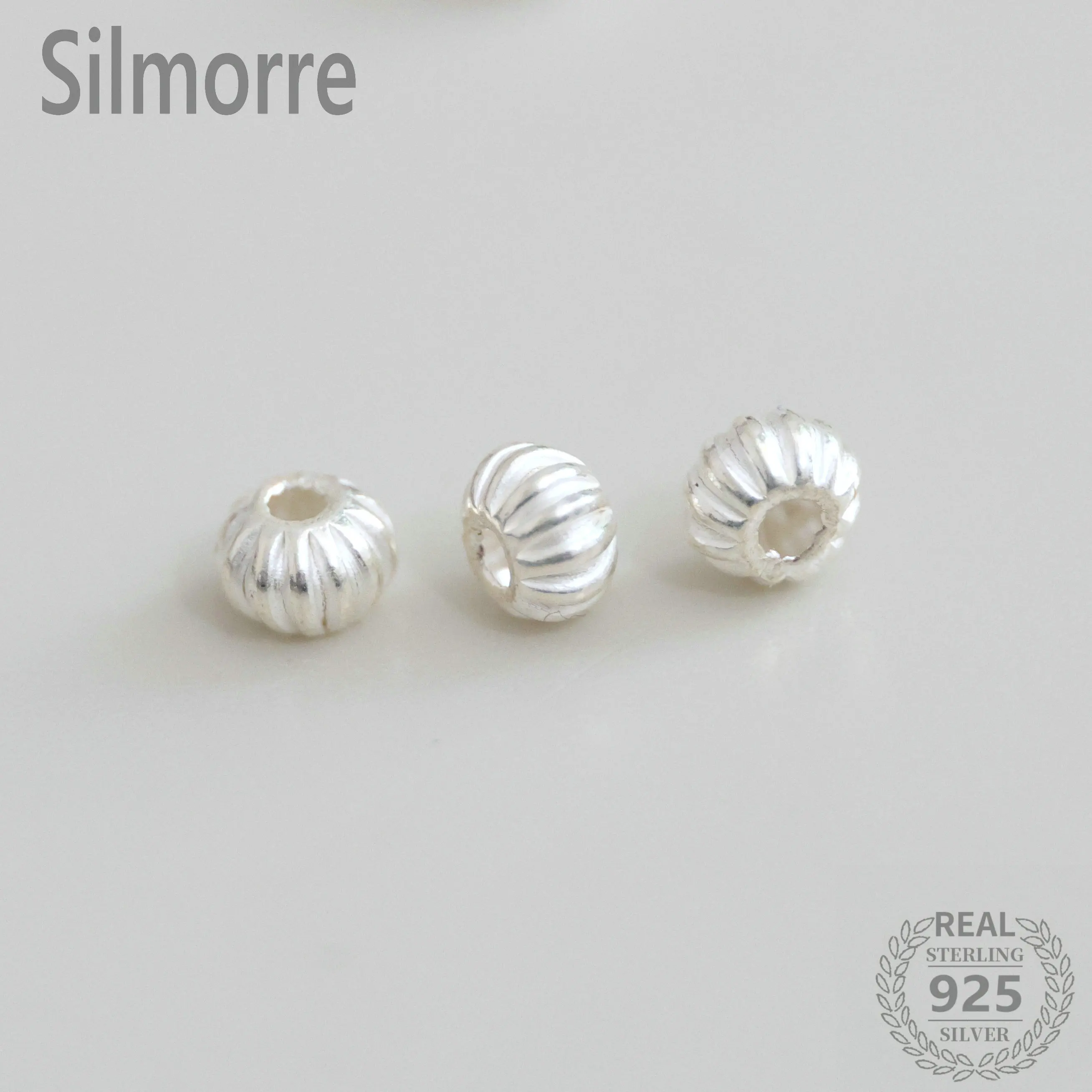

10pcs 100% Solid 925 Sterling Silver 4mm Pumpkin Beads Spacer Beads for DIY Fine Jewelry Finding JQ0123