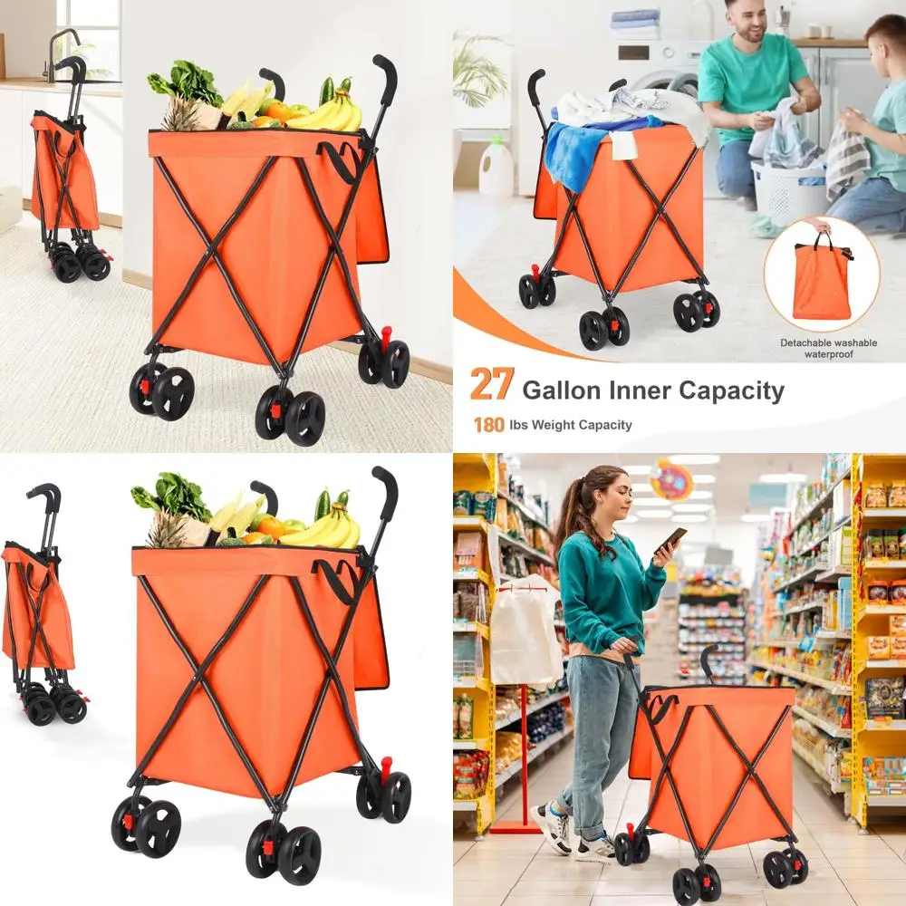 

Folding Shopping Cart with Wheels,Foldable Shopping Cart for Groceries,Large Capacity 120lbs Utility Cart,Hulken Bag with Wheels