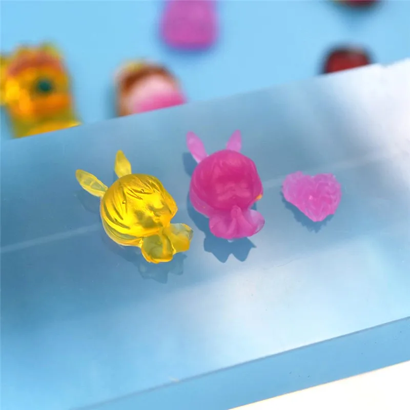 SNASAN 3D Angel Bear Doll Cute Small Beads Silicone Mould For Decorations Nail Art Earrings DIY UV Epoxy Resin Box Silicone Mold