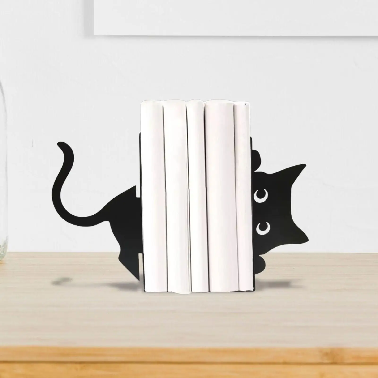 Cat Decorative Bookends Black Cat Sculpture Decor for Home Living Room Desk