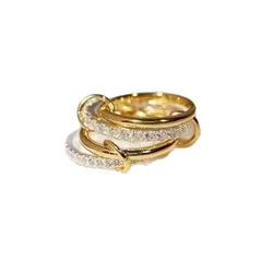 Multi-layer Metal Two-tone Stacking Rings for Women PVD Waterproof Stainless Steel CZ Zircon Finger Ring Designer Jewelry