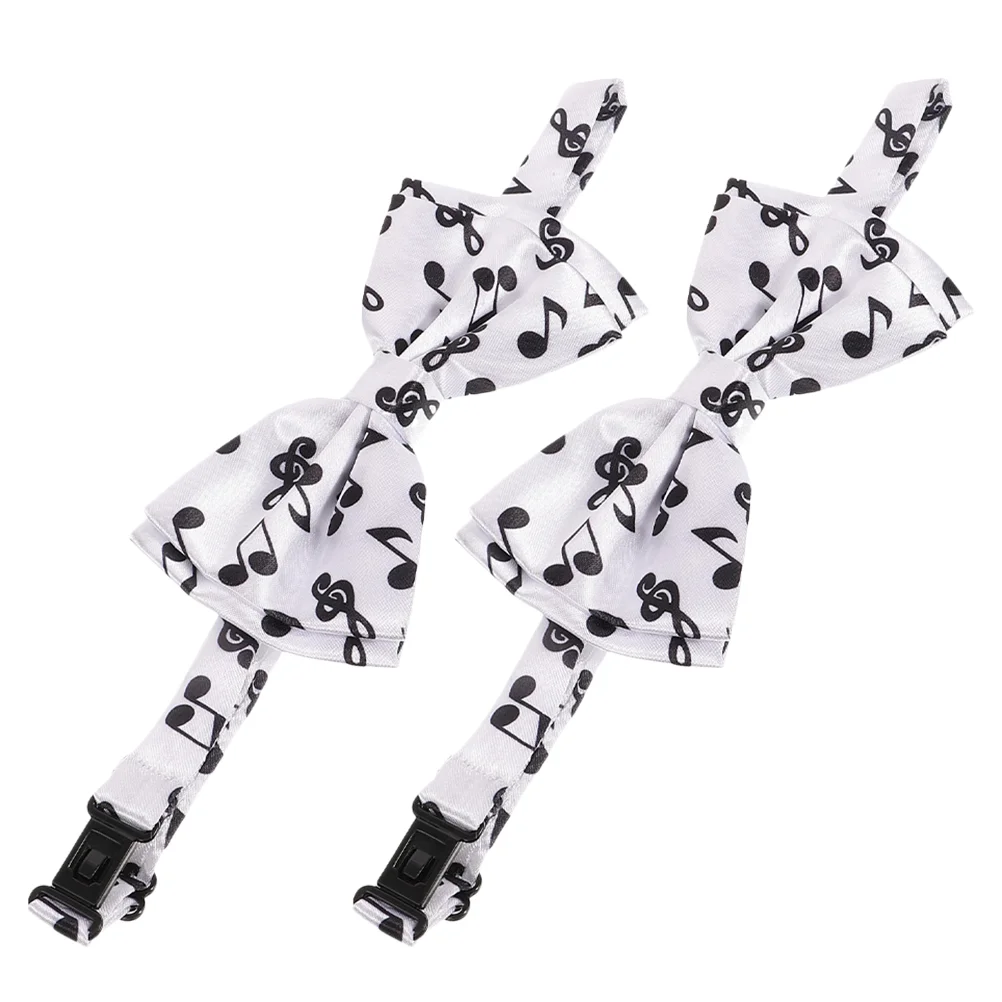 

2 Pcs Receive Flowers Musical Note Bow Tie Man Polyester Bowtie Decorations Men