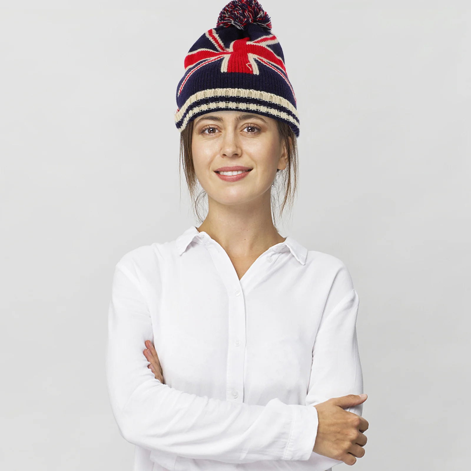 

1Pcs Knitted Hat Winter Warm Acrylic Fibers Uk Flag Pattern Outdoor Running Skiing Riding Climbing Autumn Cold Season Unisex