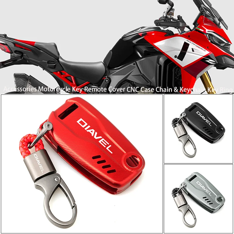 

For DUCATI Diavel XDiavel 1260s DX 1260 2020-2024+ Accessories Motorcycle CNC Key Remote Cover Case Shell & Keychain Key Ring