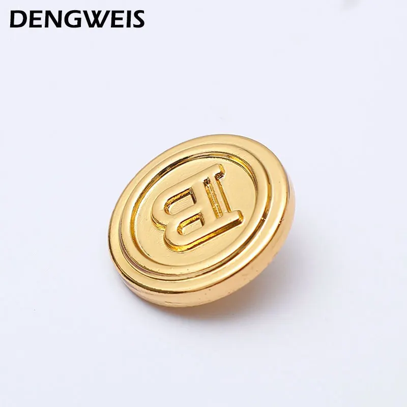 English Letter B Round Gold Metal Button for Clothing Men and Women Coats Shirts Accessories Designer Hand Sewing Buttons 10pcs