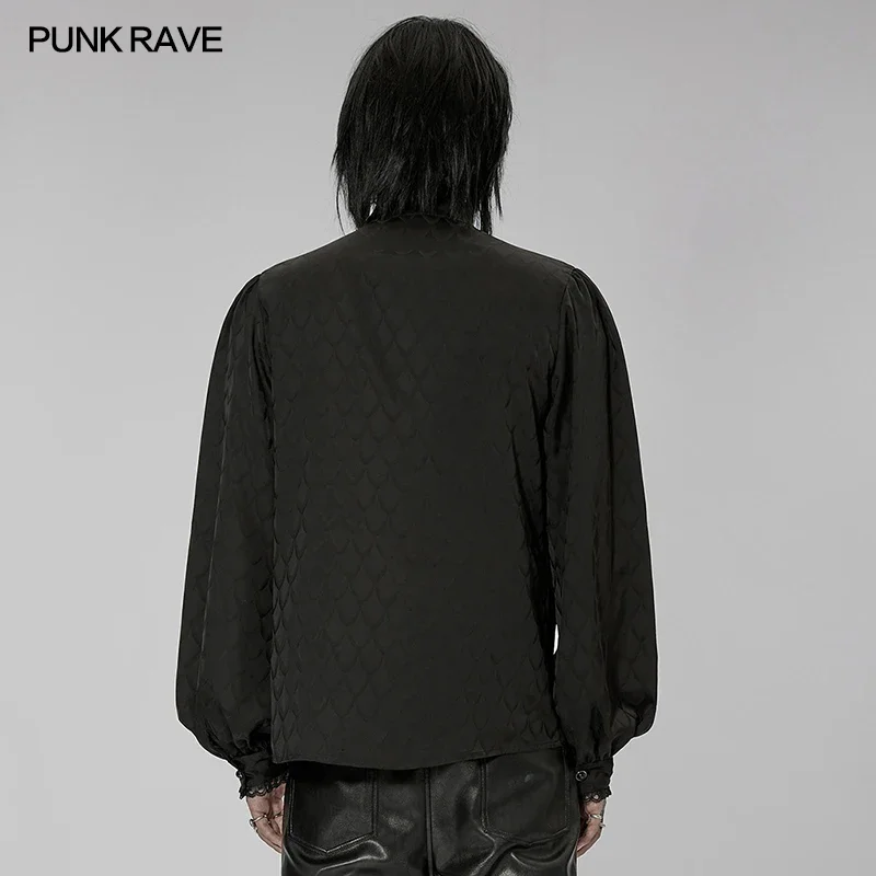 PUNK RAVE Men\'s Gothic Mysterious Dragon Scale Loose Jacquard Shirt 2 Colors Men Clothing Shirts Four Seasons