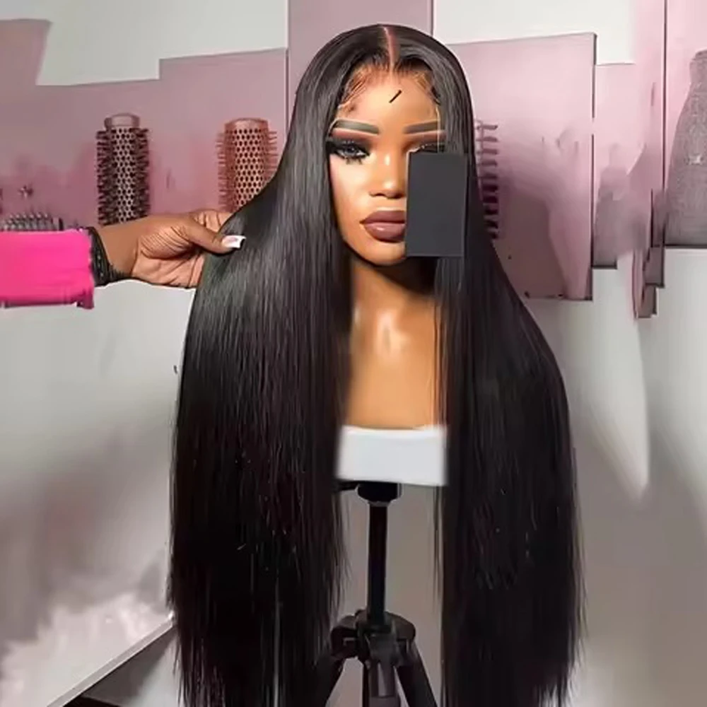 

Прямые парики из натуральных волос HD Lace Front, 40 дюймов, предварительно выщипанные, бразильские, плотность 250%, парик 360 Bone Straight Lace Frontal