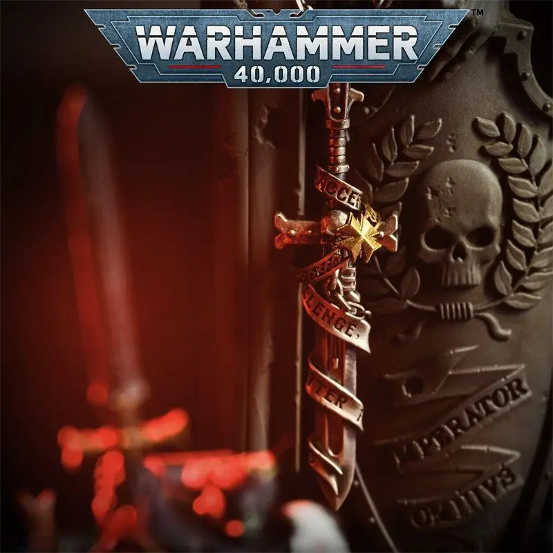 Vintage Warhammer 40k Inspired Black Templar Sword Pendant Necklace For Men Cool Gothic Metal Alloy Jewelry Lucky Protective Amu