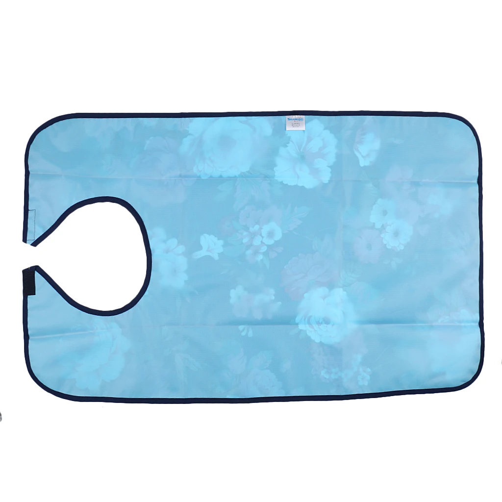 Reusable Waterproof Adult Elder Mealtime Bib Clothing Spill Protector Disability Aid Apron - Grid Lips Floral Flowers Print