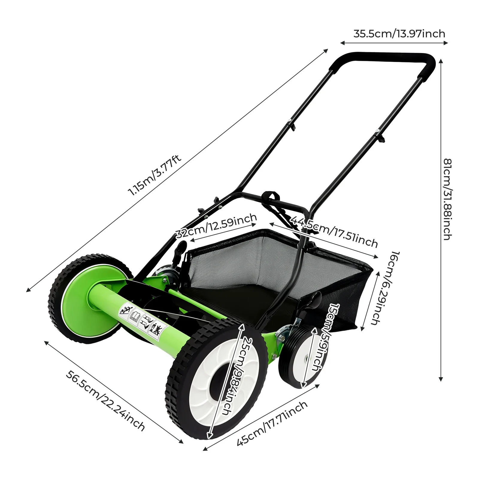 Hand Push Reel Weeding Unit, Manual Grass Cutter, Green Sponge Non-slip Handle Detachable Storage Manual Grass Cutter, Manual Grass Cutter Factory Courtyard Small Area Lawn Maintenance Equipment