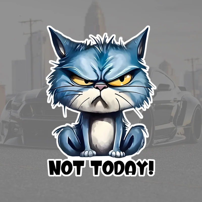 

DK163#11x15cm Not Today Angry Cat Car Stickers Funny Creative Waterproof Vinyl Decal Motorcycle Decorative Accessories