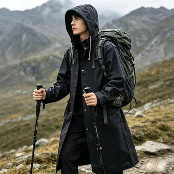 Disposable EVA Raincoat Unisex Hooded Waterproof Long Rain Coat Black Outdoor Hiking Camping Fishing Travel Wear For Men Women