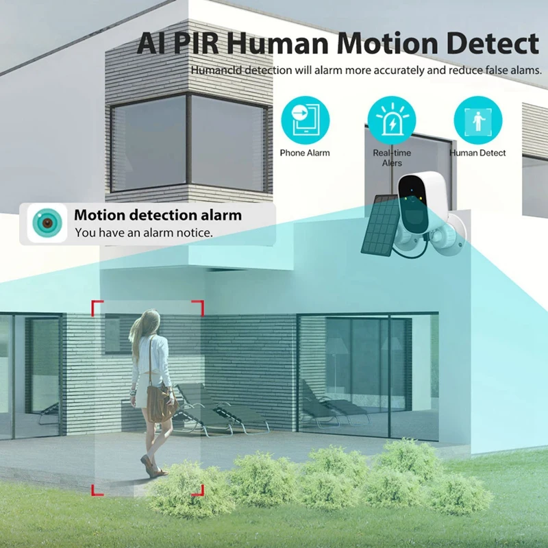 Imagem -04 - Câmera ip sem Fio com Painel Solar Vigilância por Vídeo Cctv Detecção Humana Pir Wi-fi Alimentado por Bateria ao ar Livre 1080p hd