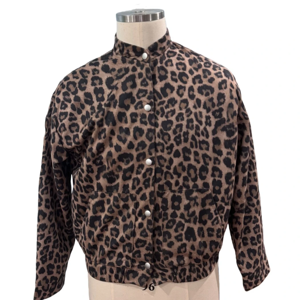 ليوبارد قصيرة فو الفراء سترة واحدة الصدر فضفاضة المرأة أفخم معطف طويل الأكمام الرجعية فروي الستر الخريف الشتاء رقيق القمم