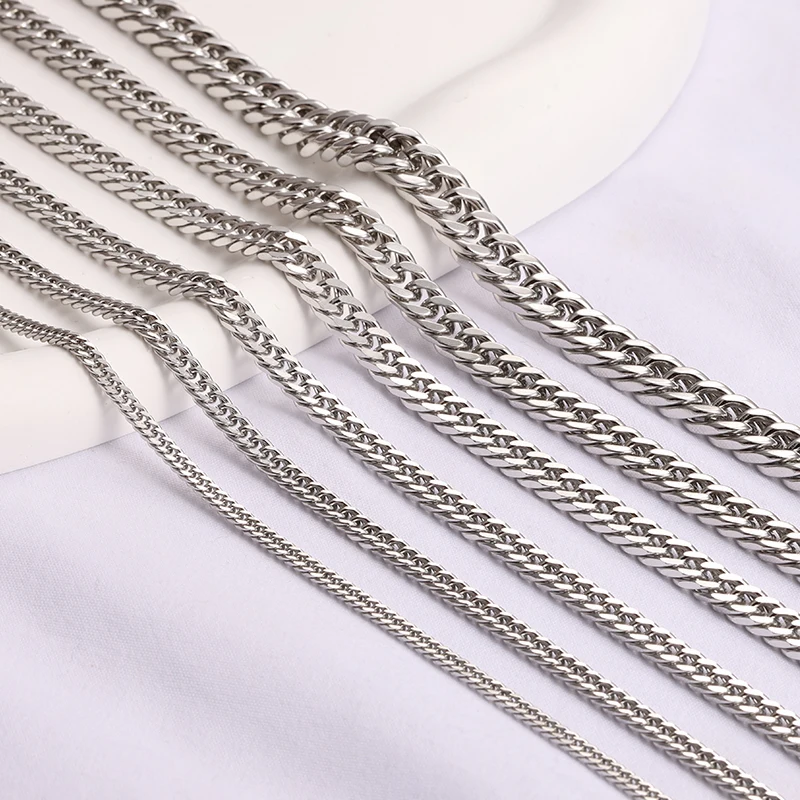 Stainless Steel Double Woven Four‑Sided Grinding Chain DIY Necklace Bracelet Charm Jewelry Accessories Wholesale