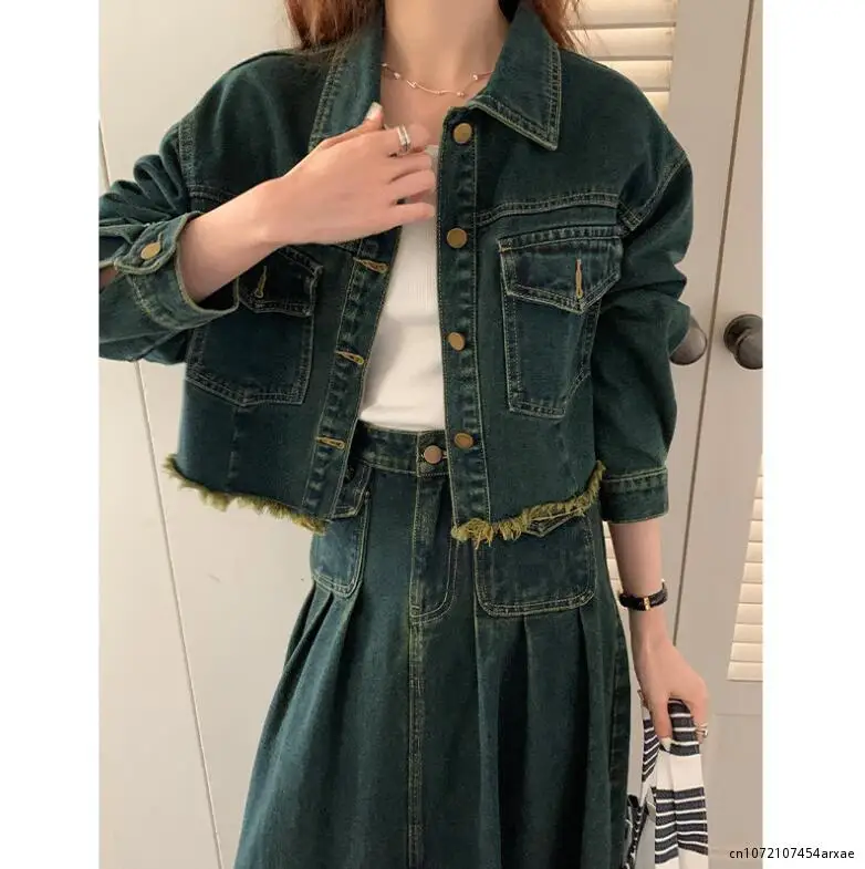 

Denim Jackets Women Coats Baggy Spliced Streetwear Personal Y2k Clothes Teens Design Chaqueta Asymmetrical Cropped College Chic