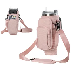 40Oz Cloth Water Bottle Carrier Bag for Stanley Quencher H2.0 ProTour 40Oz Tumbler Bottle Cover with Adjustable Shoulder Strap