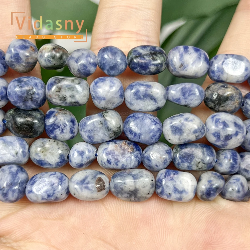8-10mm Natürliche Blaue Fleckensteine, Unregelmäßige Ovale Lose Perlen für Schmuckherstellung, DIY-Armbänder und Accessoires – Detail 8