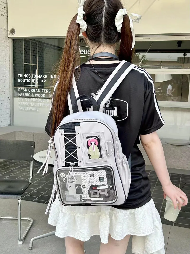 

Bandage School Ita Bag Large Capacity Mochila Lightweighte Mochilas Mujer Daily Using Backpack Transparent Women Bags