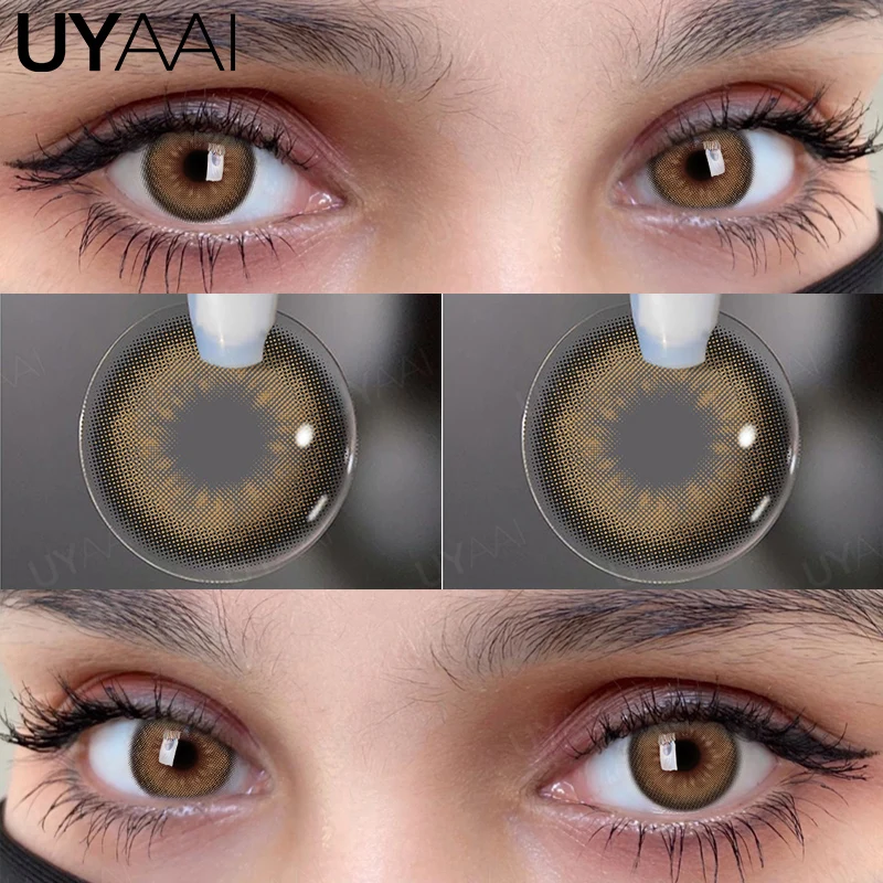 UYAAI-pupilas de colores para ojos, lentes grises naturales de alta calidad, color marrón, con descuento, Envío Gratis