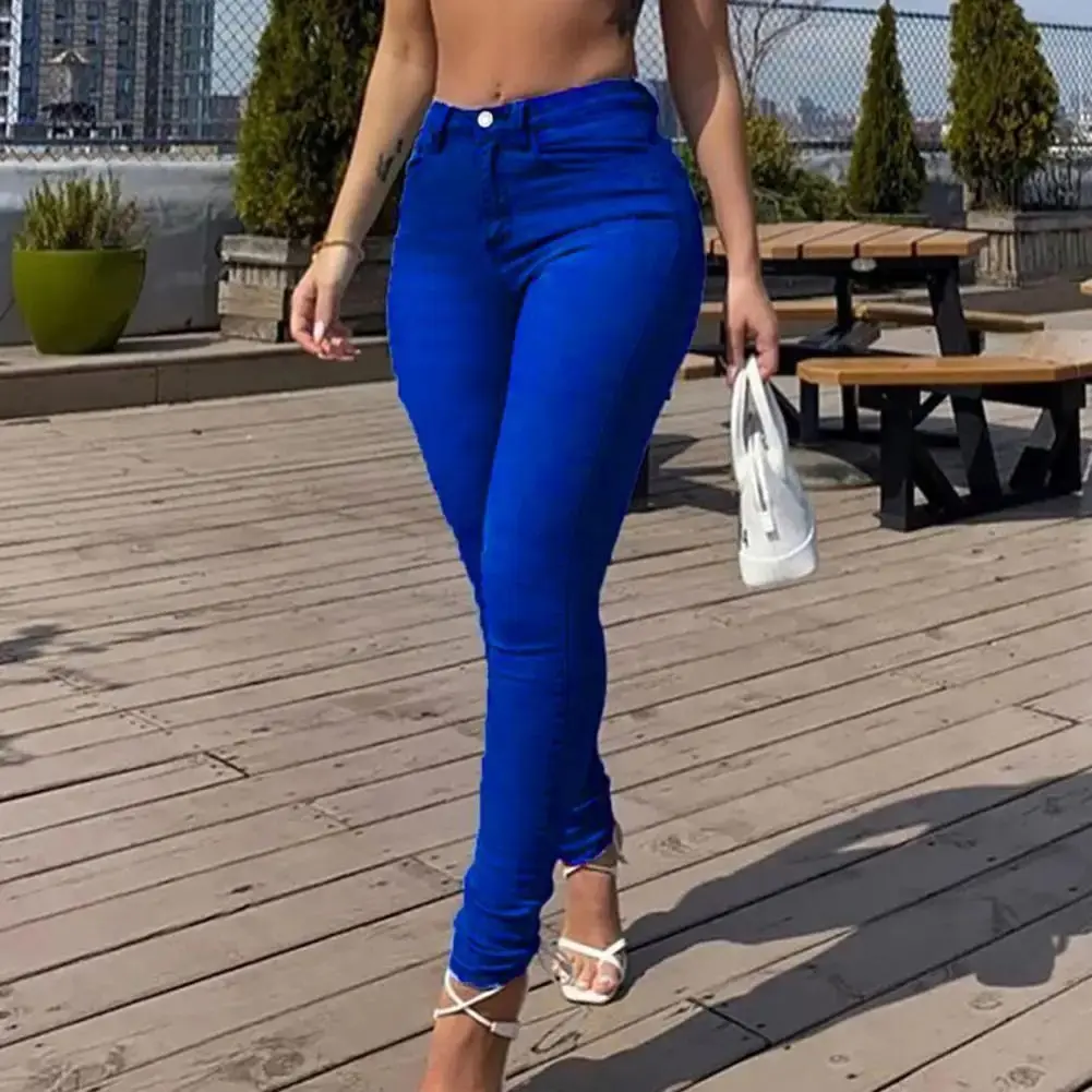 

Долговечные облегающие джинсовые брюки-леггинсы в полный рост с высокой талией для женщин, комфортная посадка