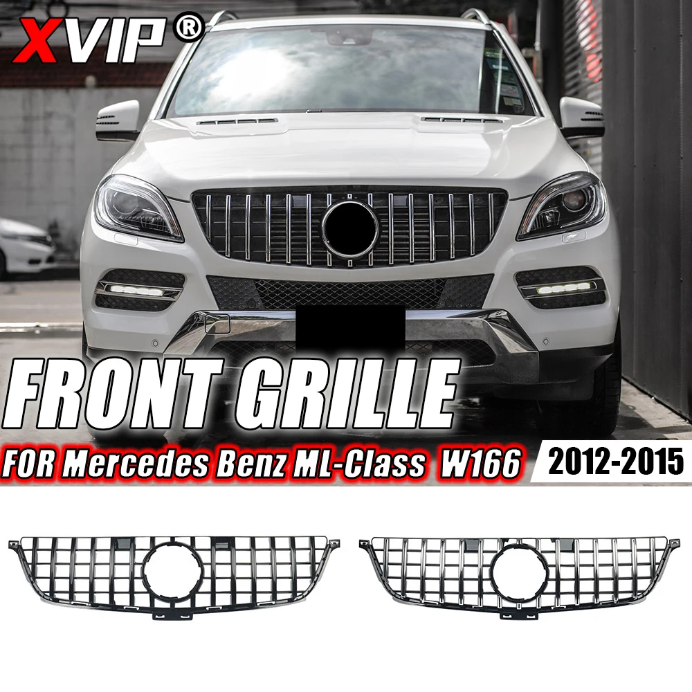 

XVIP Chrome Diamonds Style Front Racing Grille For Mercedes Benz ML-Class W166 12-15 ML350 ML550 Black GTR Style Bumper Grilles