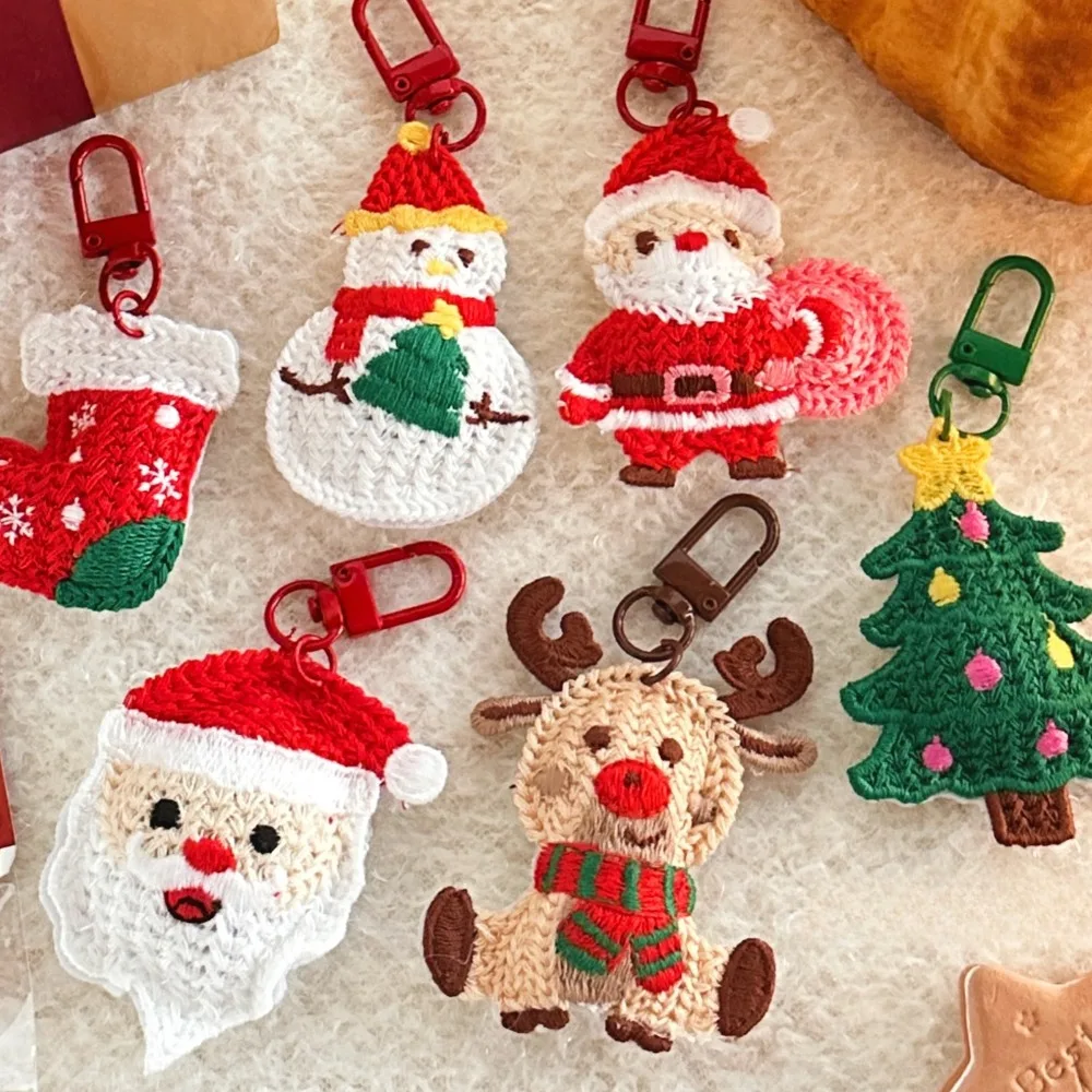 نسج عيد الميلاد المفاتيح قلادة شجرة عيد الميلاد ثلج الكرتون سانتا كلوز سلاسل المفاتيح عيد الميلاد ألعاب من نسيج مخملي معلقة الملحقات #4