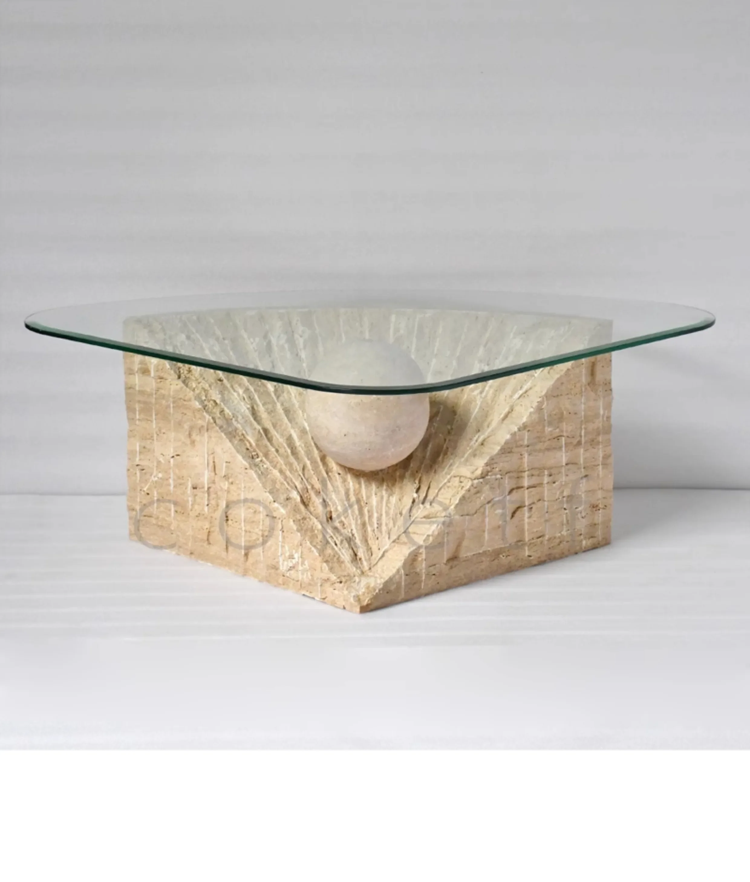TT  Italian minimalist coffee table household broken medium and ancient style high-end tempered glass small apartment living roo