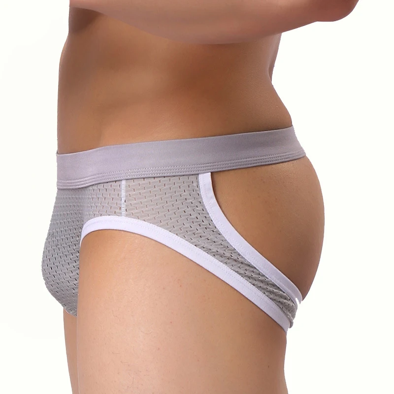 Men's Sexy Mesh Jockstrap G‑String, U‑Pouch Transparent Hollow‑Out Butt Thong Briefs, Fashion Male Underpants