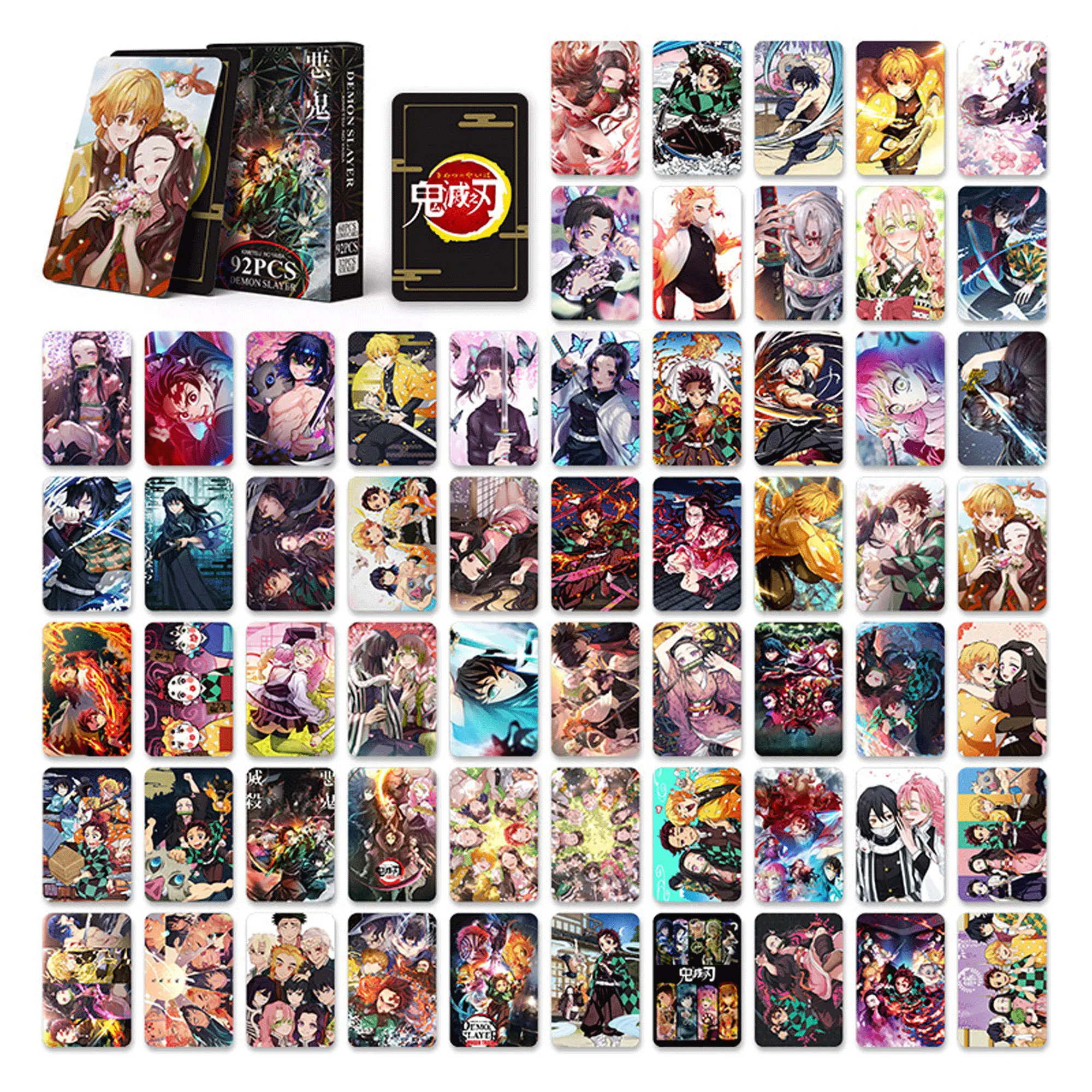 

Набор из 92 коллекционных карточек по аниме «Истребитель демонов», идеально подходят для декора и коллекционирования.