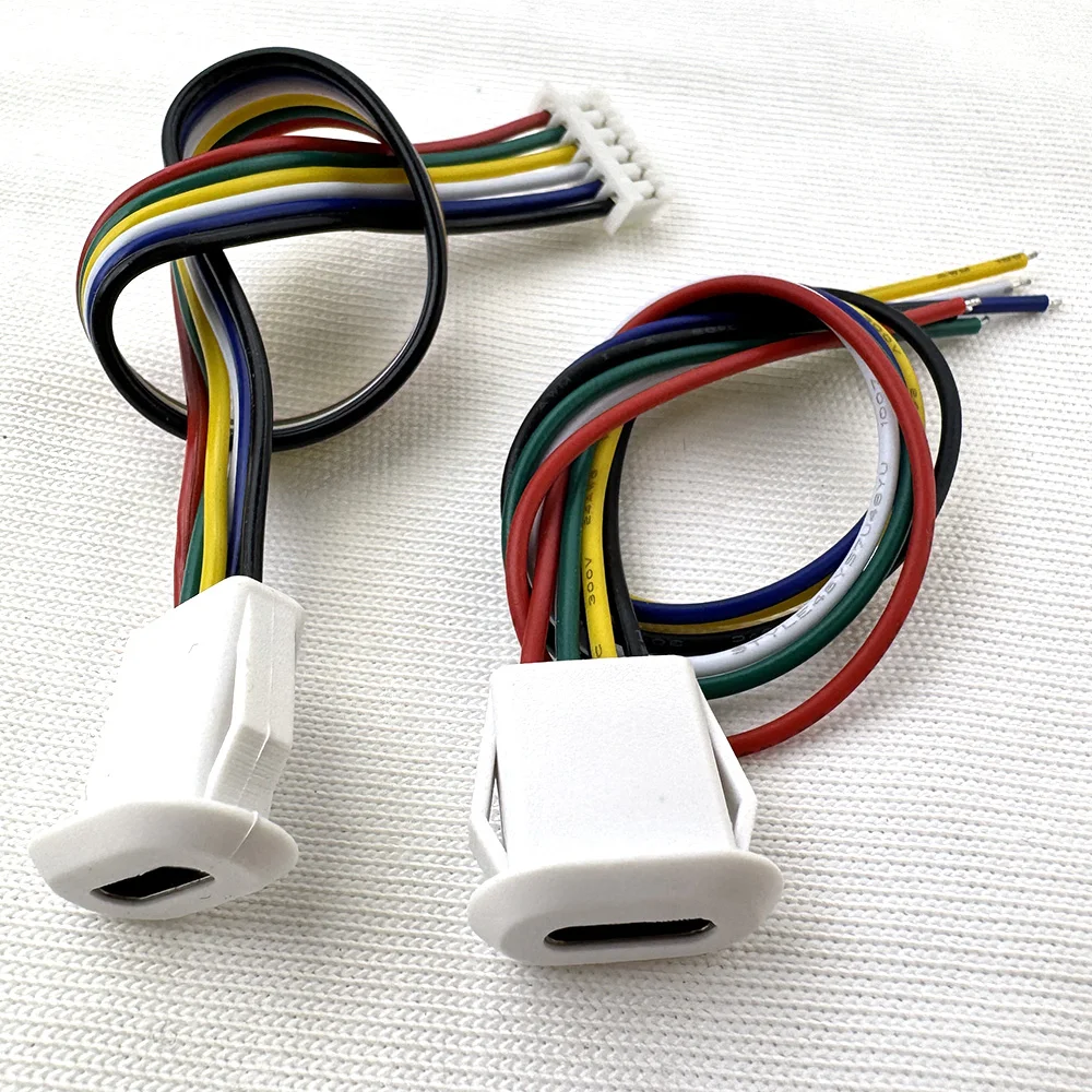 PH2.0 6-Pin Typ-C Buchsenkabel für Panelmontage, Direktpressverschluss, Unterstützt Datenübertragung & PD-Schnellladung mit D+ D- CC1 CC2 – Detail 5