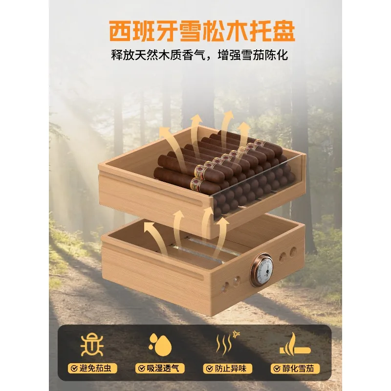 Cedar Wood Cigar Humidor Cabinet Constant Humidity Cigar Storage Box Professional Aging Moisturizing Cabinet for Home Use