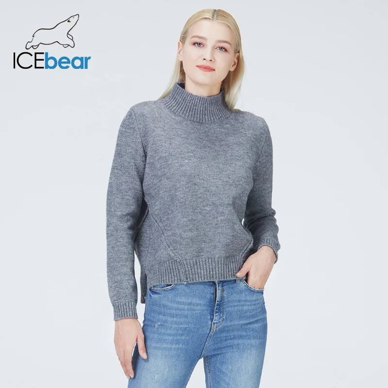 icebear 2022 fall winter women\'s tracksuit solid color turnleneck sweater suits knitted clothing BJ-3