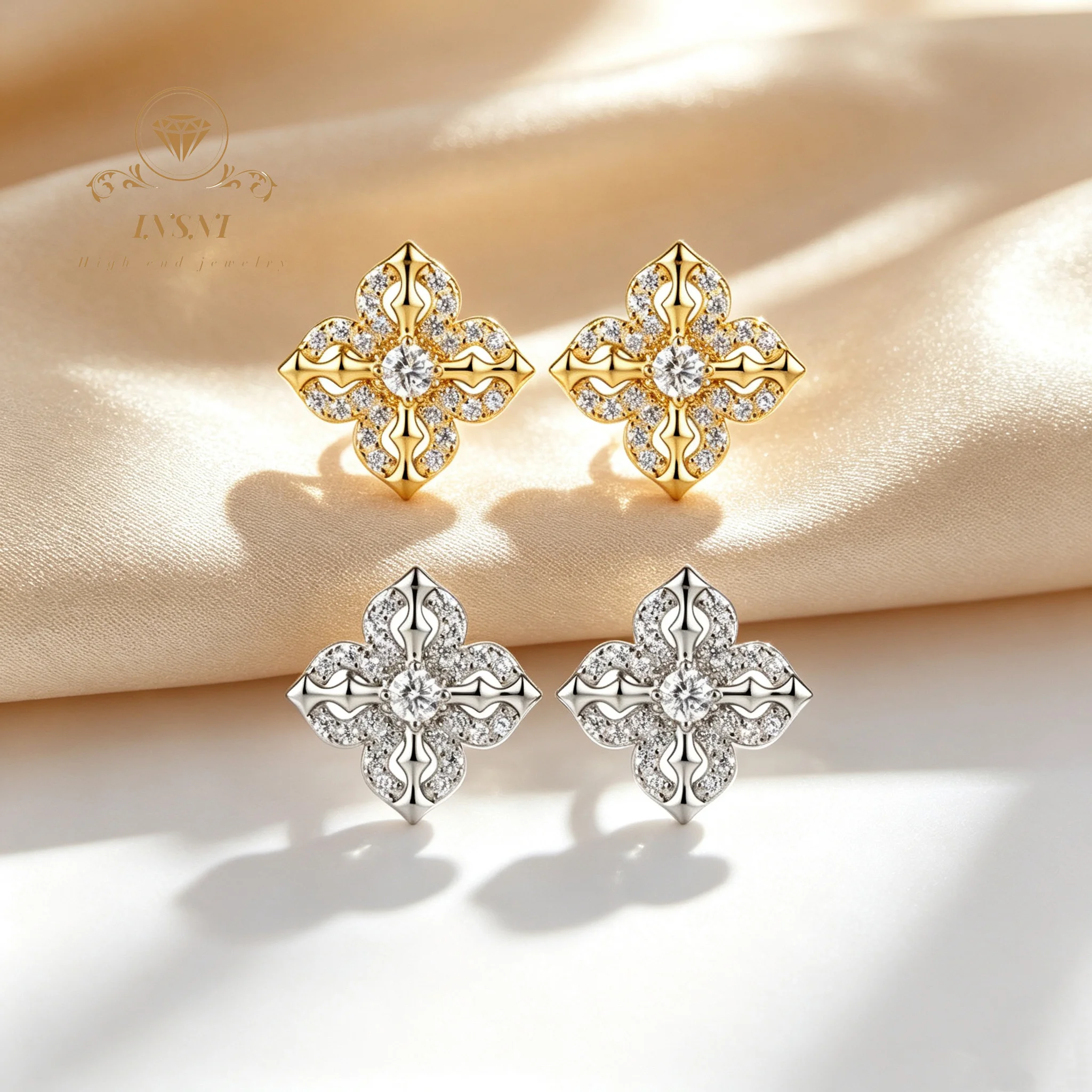 S925 Silver Cross Vajra Pestle Earrings Retro Exquisite Premium Moissanite Full Diamond Sterling Silver Clover Ear Jewelry Gift