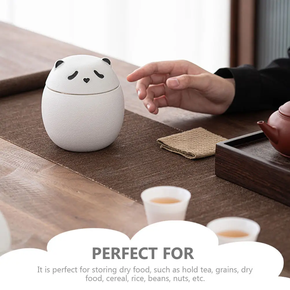 Panda Ceramic Tea Jar Airtight Sealed Lid Loose Leaf Tea Coffee Candy Grain Nut Bean Storage Canister Kitchen