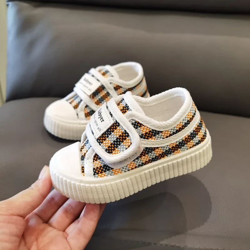 Kid Shoe Girl Canvas Shoes Boy Checkered Shoes Spring Autumn Soft Soled Casual Shoe Girl Sports Shoes Versatile Boy Board Shoe