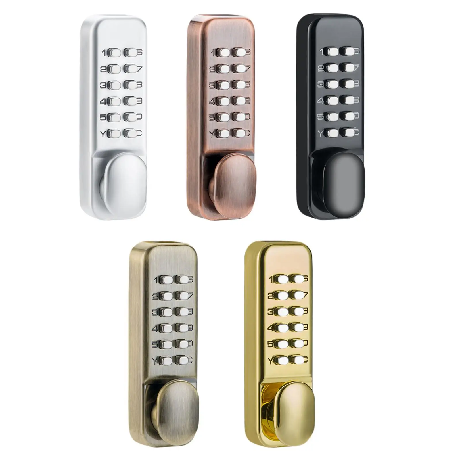 Zinc Alloy Mechanical Door Lock Keyless Push Button Security Handle for Balcony Gate Outdoor Use